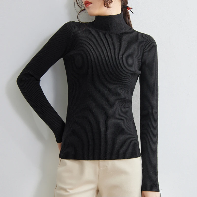 加厚半高领打底衫秋冬新款2025爆款内搭针织衫中领毛衣女修身上衣