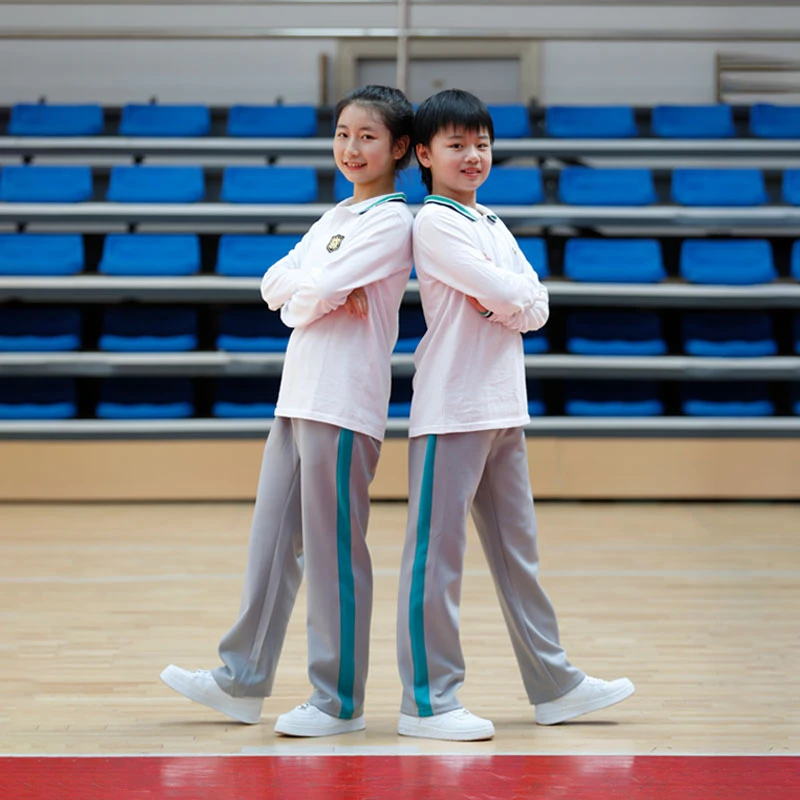 灰色校服裤子一道杠宽绿条春秋款初高中小学生校裤冬季加绒一体绒