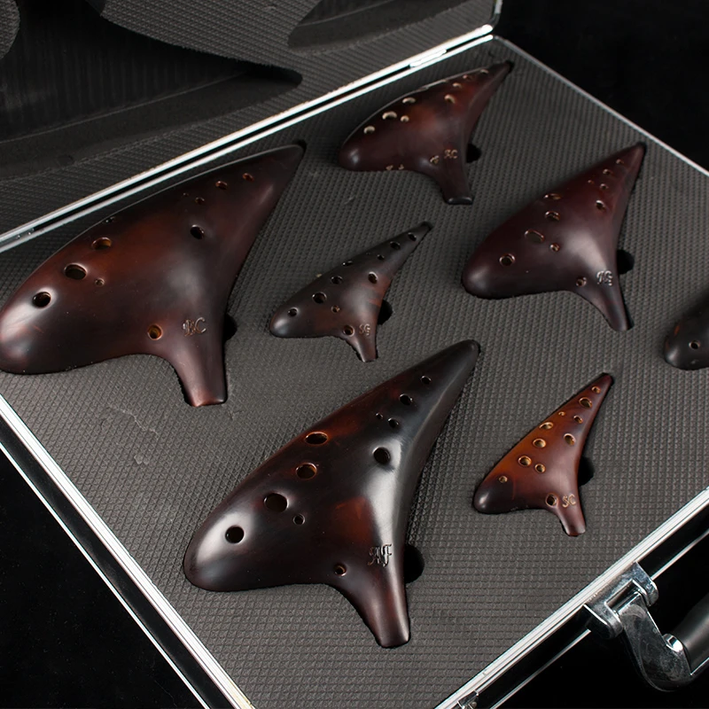 【松音】正品12孔陶笛大漆熏烧七件套装陶笛AC SF SG SC AG AF BC