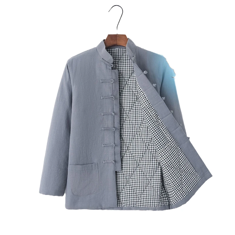 CUBUFQ男士棉麻唐装棉袄棉衣棉服外套冬季棉花袄加厚保暖复古棉服