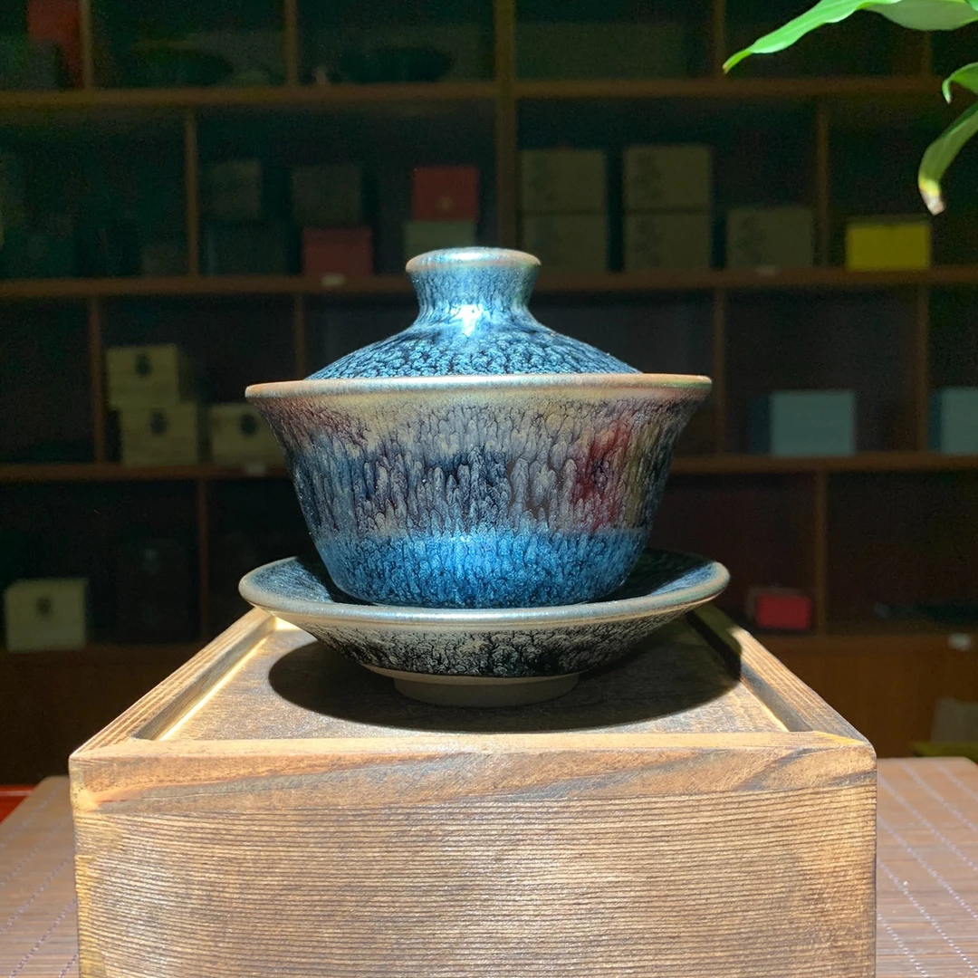 精品百花三才盖碗（养彩利器）