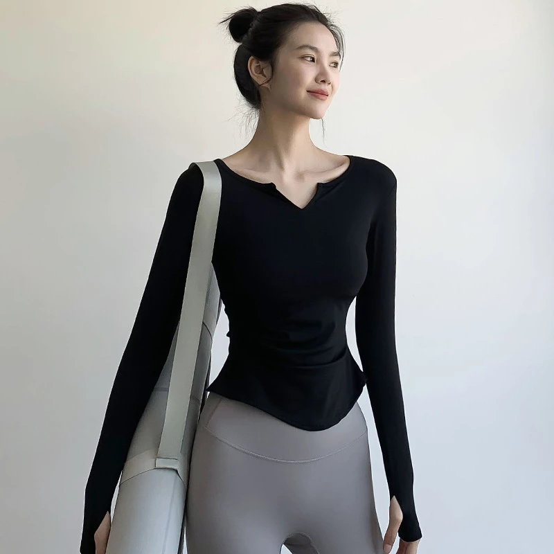 高颜值瑜伽服女春夏款长袖运动T恤专业跑步跳绳健身上衣速干显瘦
