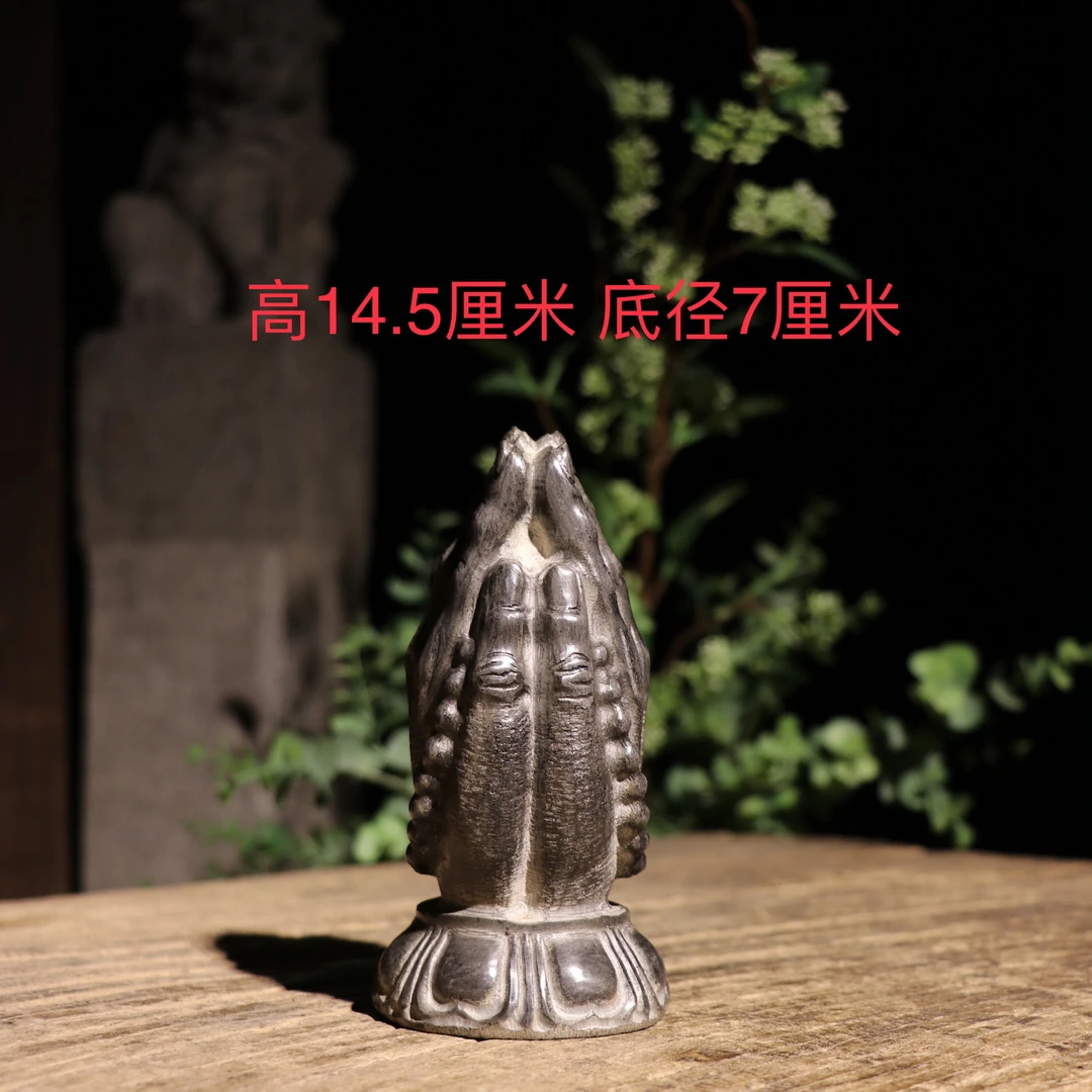 青石雕祈福佛手莲花佛手石头佛手茶室居室空间陈列摆件