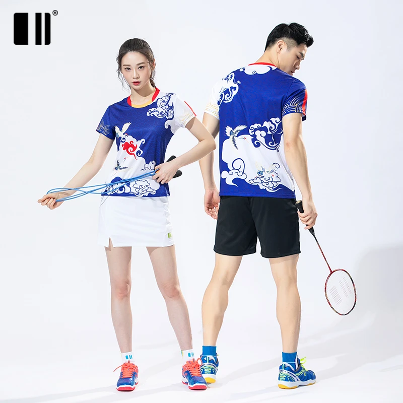C211032单双号运动上衣男女网球羽毛球服春夏运动短袖上衣透气