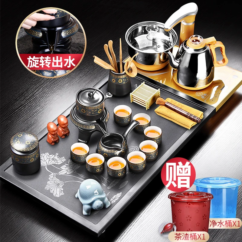 煌山全自动茶台电磁炉简约玻璃烧水壶茶杯泡茶壶茶道家用陶瓷高档