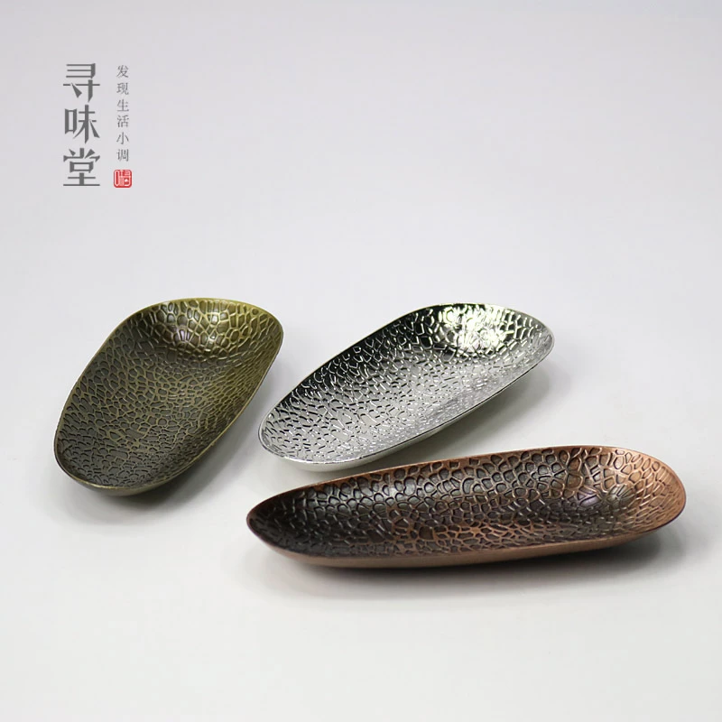 优质合金龟纹茶荷｜古铜色茶则茶拨银色茶铲茶托功夫茶具茶道配件