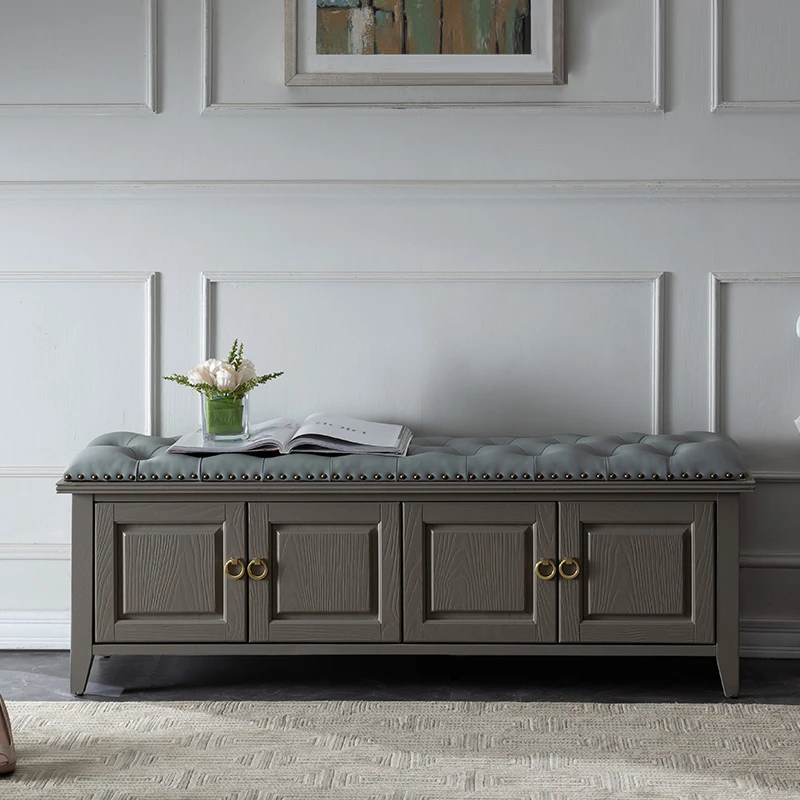 轻奢换鞋凳鞋柜高档可坐收纳家用入户门口实木穿鞋凳入户门口鞋柜