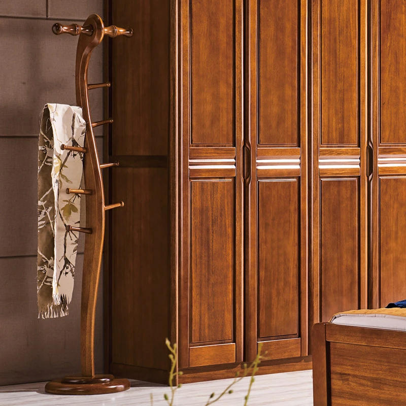 全实木衣帽架胡桃木挂衣架落地客厅现代中式卧室立式成人简易架子