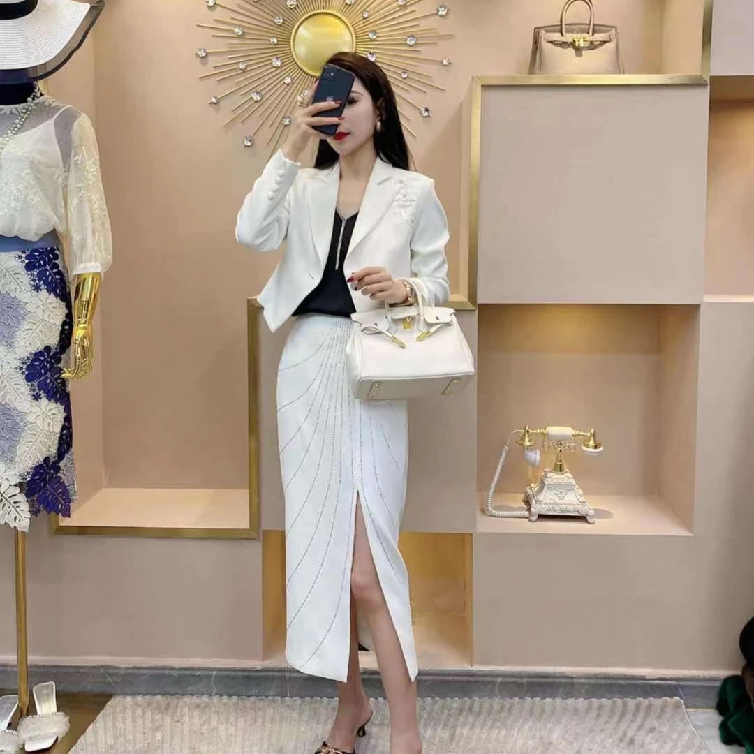 短款西装外套重工半裙套装ML3859+