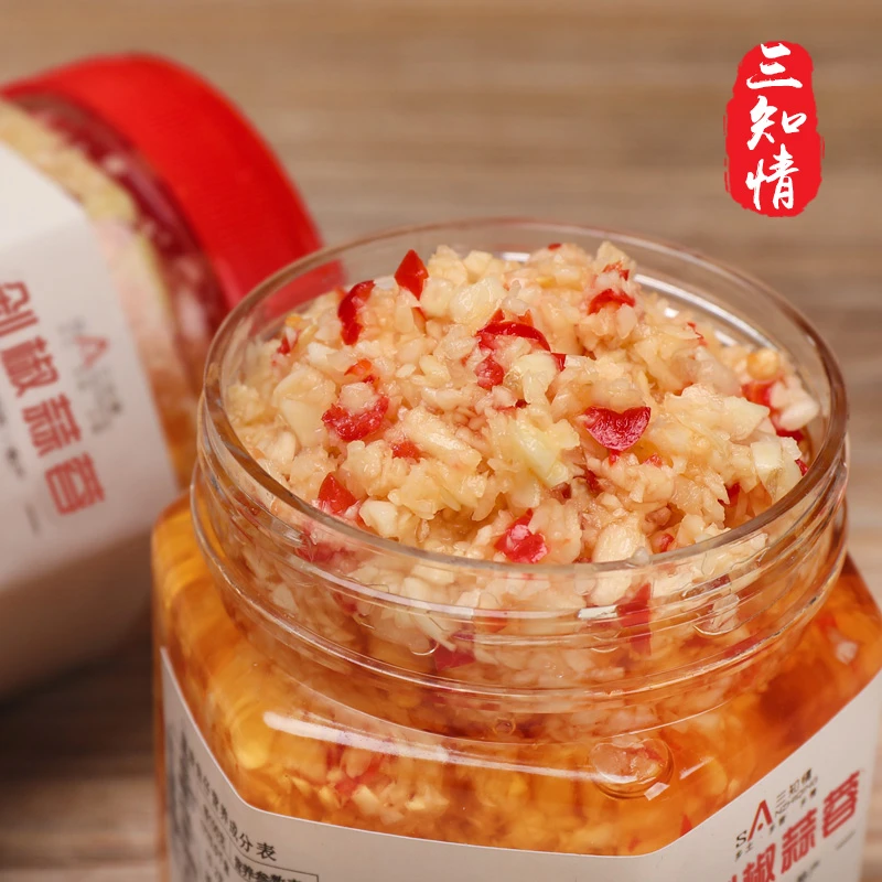 三知情颗粒蒜蓉酱优选280克/瓶原味剁椒味调味品佐料香辣即食配料