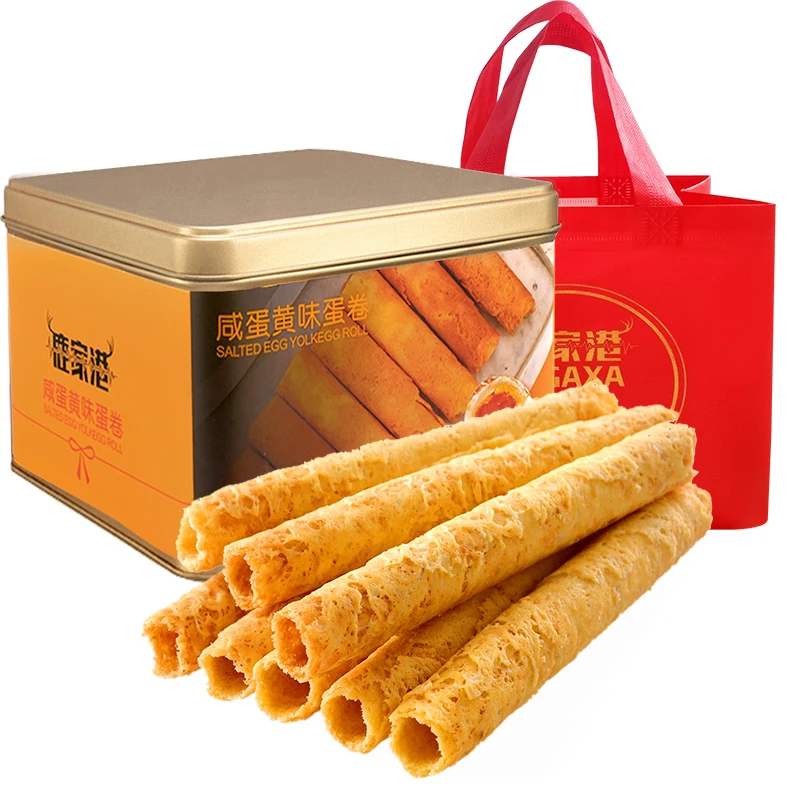 鹿家港咸蛋黄蛋卷360g铁罐装香港年货手信特产