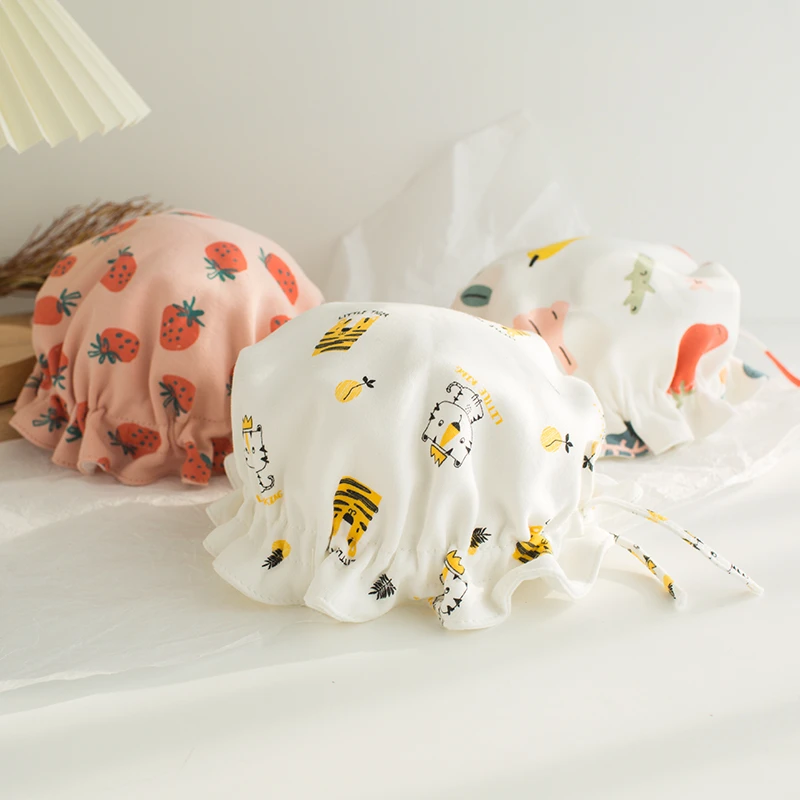 0-12个月男女纯棉婴儿帽子春秋薄款宝宝渔夫帽可爱花边帽花苞帽