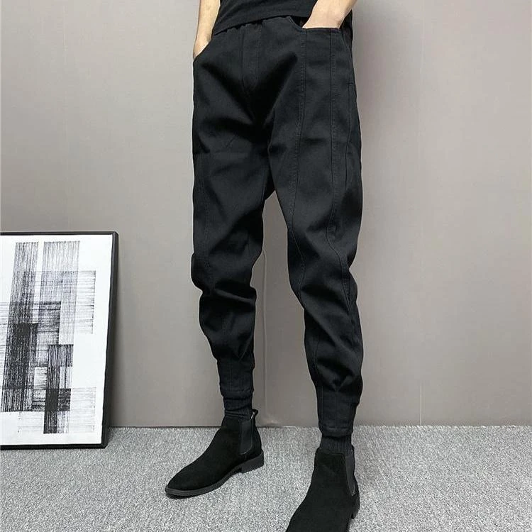 韩版小脚长裤精神小伙潮流束脚裤秋季哈伦休闲束脚裤牛仔潮牌修身