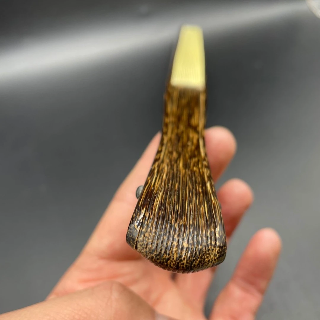 9.5寸纯手工全芯棕竹鱼尾头折扇2.0排口空白苏工扇面