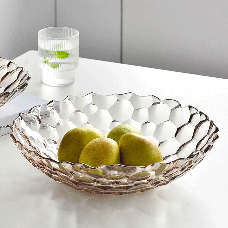 无铅水晶玻璃水果盘 现代客厅创意家用茶几零食坚果盘欧式简约