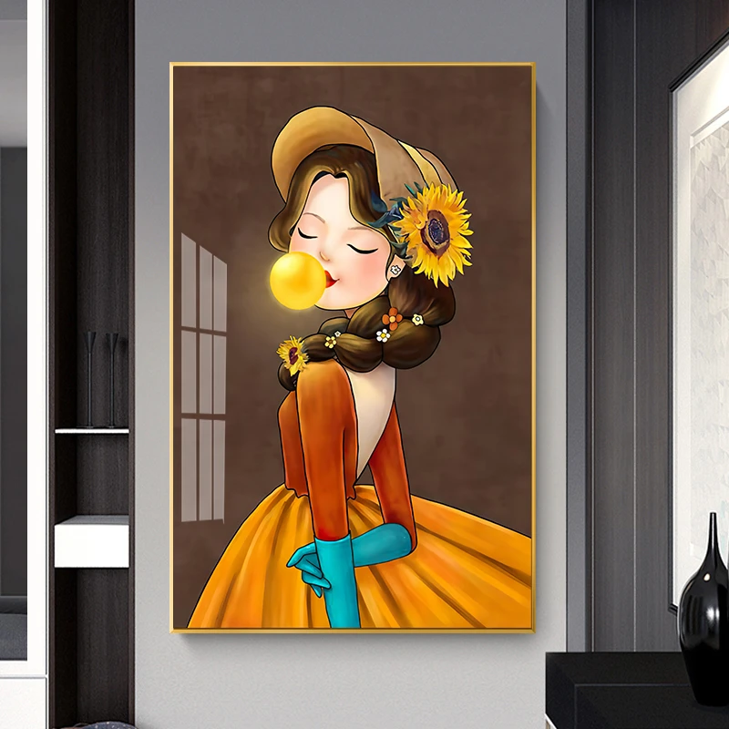 后现代性感美女装饰画轻奢晶瓷玄关画北欧走廊壁画竖版背景墙挂画