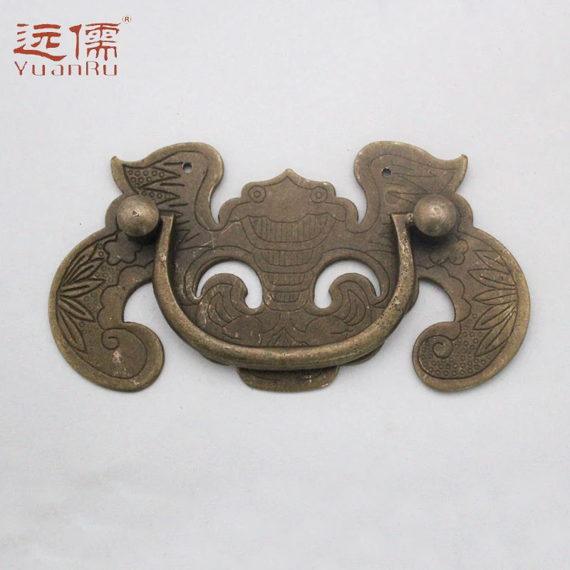 远儒铜雕中式仿古家具黄铜蝙蝠拉手明清家具铜配件抽屉拉手YRH182