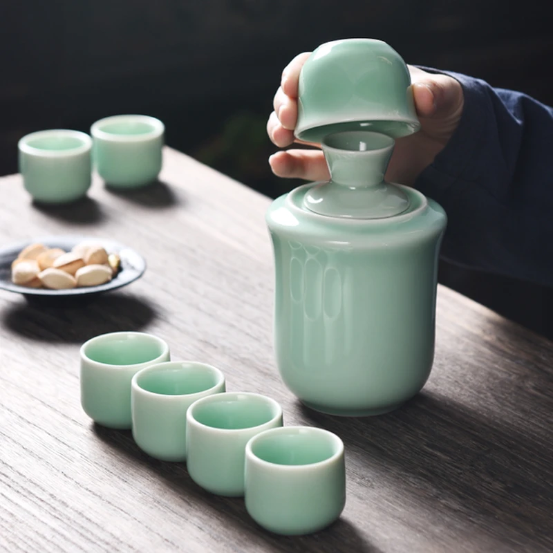 温酒壶陶瓷温酒器中老式黄酒杯烫酒壶家用酒具套装清酒壶白黄酒杯
