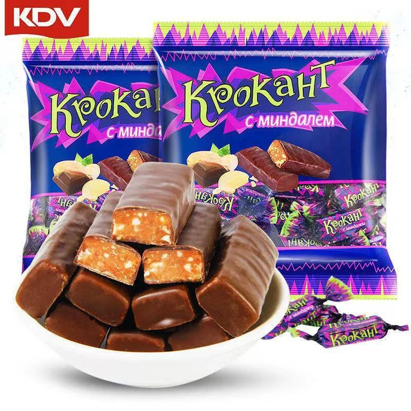 KDV俄罗斯进口KDV巧克力味夹心糖500克正品紫皮糖喜糖零食酥脆
