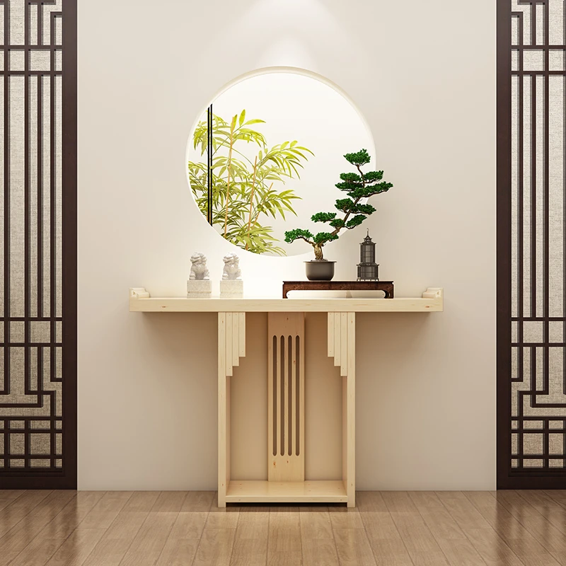 新中式玄关桌靠墙实木玄关柜窄桌现代简约条案供桌酒店大厅端景台