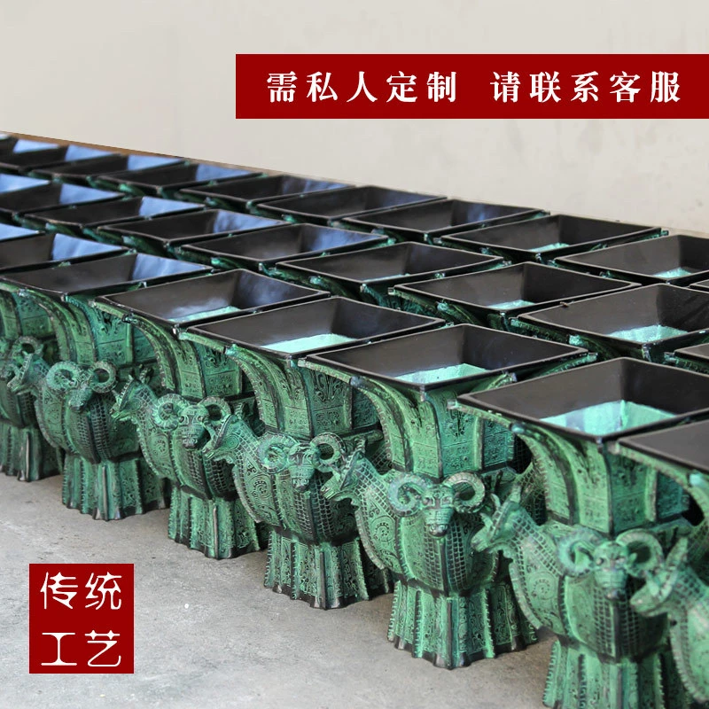 仿古青铜器摆件商代四羊方尊家居摆件婚庆影视道具定做租售厂家