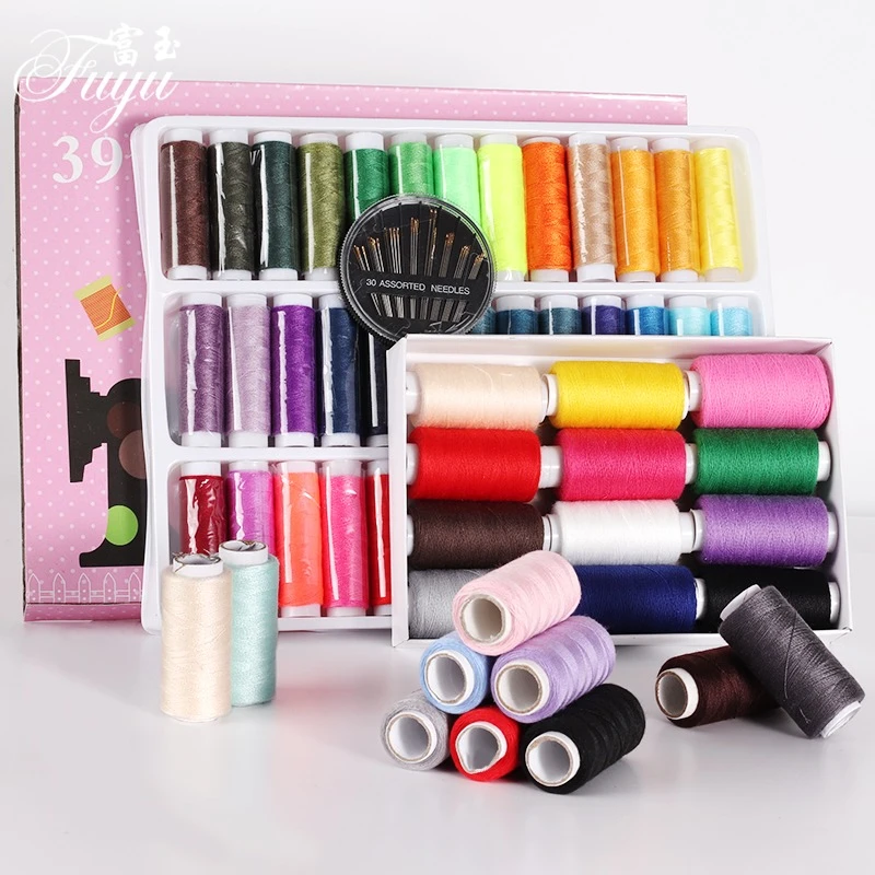 家用手缝彩色多色缝纫机小卷缝衣针线缝补黑色红蓝手工针和线套装