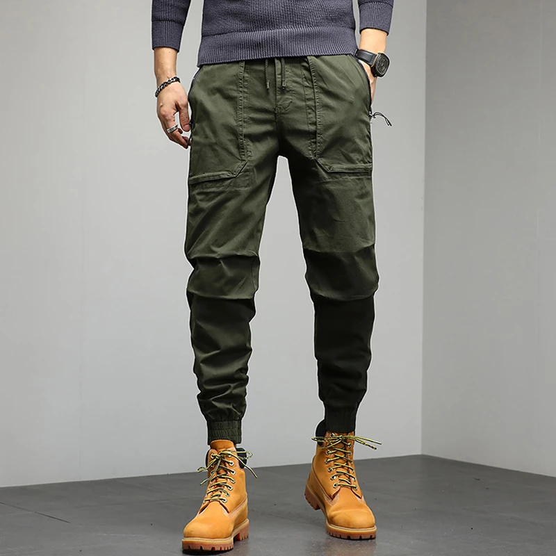 秋冬新款工装裤男ins潮牌宽松大码束脚休闲裤韩版潮流大口袋裤子