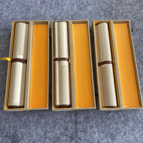 新品手工蜡染做旧心某经方格手卷半生半熟宣纸书法小楷抄泾作品纸