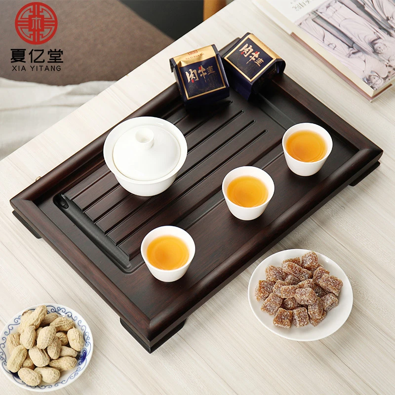 夏亿堂竹制茶盘大号平板沥水排水简约功夫茶具竹茶盘客厅小茶托盘