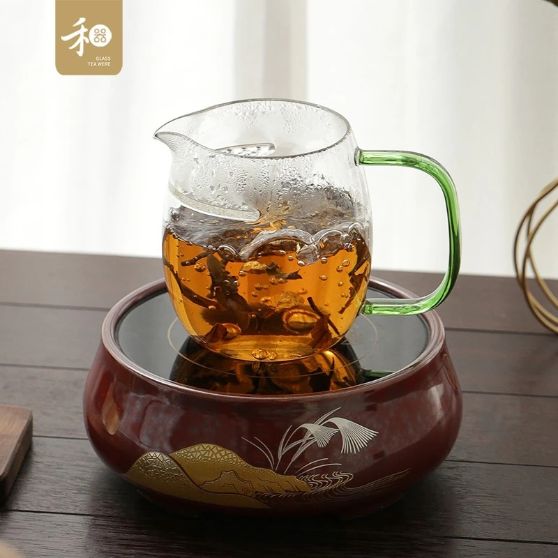 台湾禾器澄然茶器大号公道杯玻璃煮茶壶茶海匀杯月牙过滤分茶器