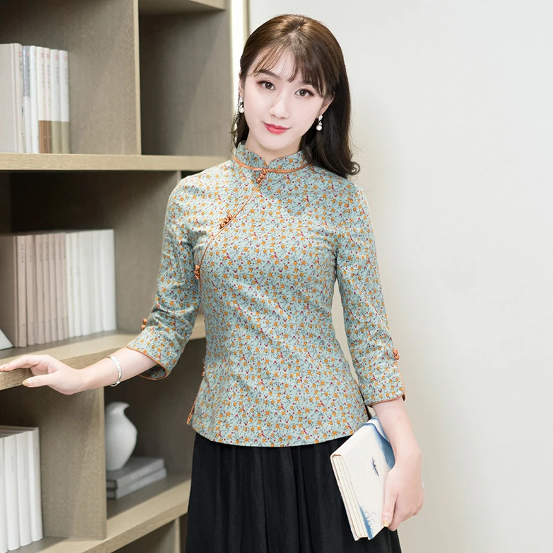 筠雅新款唐装女中国风旗袍上衣复古修身显瘦洋气民国风女装J301