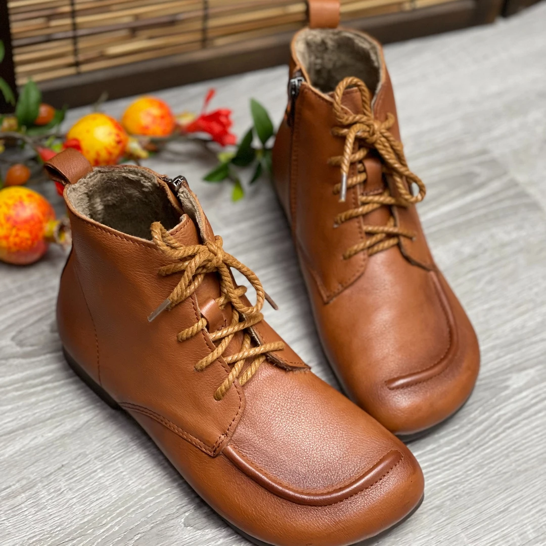 883-2  复古手工平底舒适休闲短靴单靴