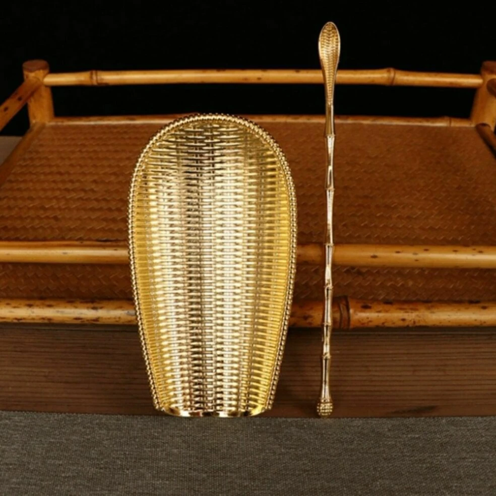 【宠粉浮力】金色合金茶则茶拾两件套