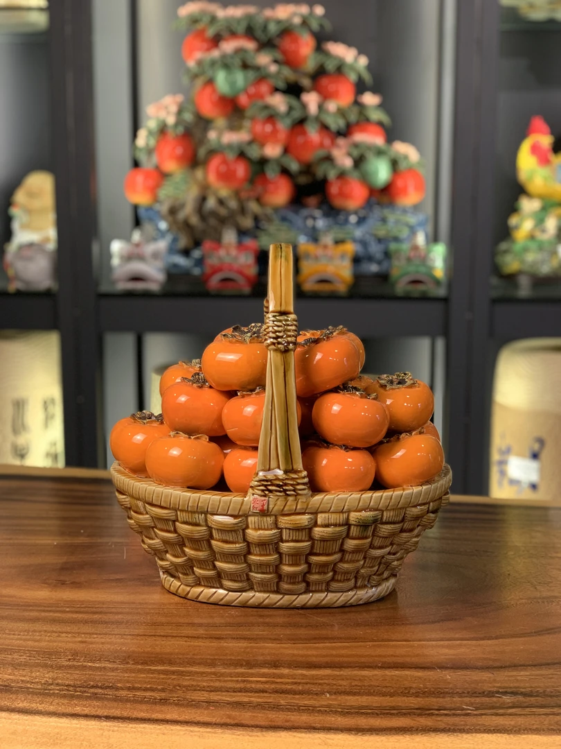 【柿子篮】石湾公仔陶瓷制品尺寸33*26*36cm高