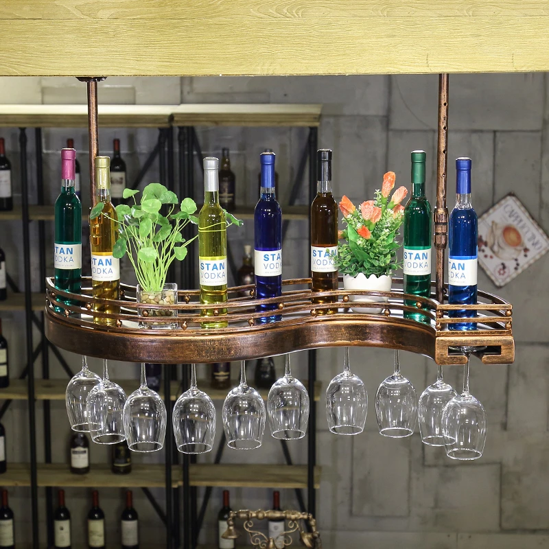实木酒架吧台酒杯架倒挂式红酒杯架悬挂家用高脚杯架摆件创意杯架