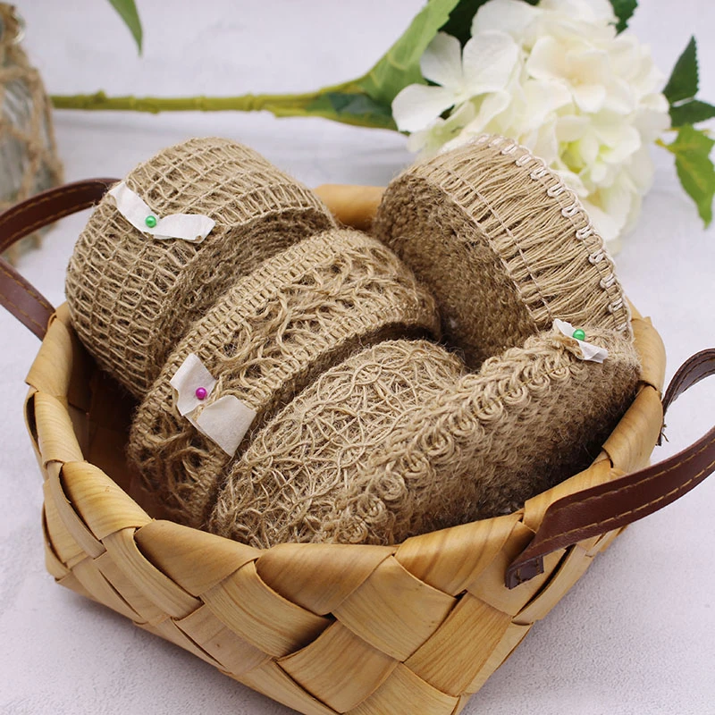 【买2送1】扁黄麻绳编织花边带子装饰工艺品材料diy抱枕包边勾