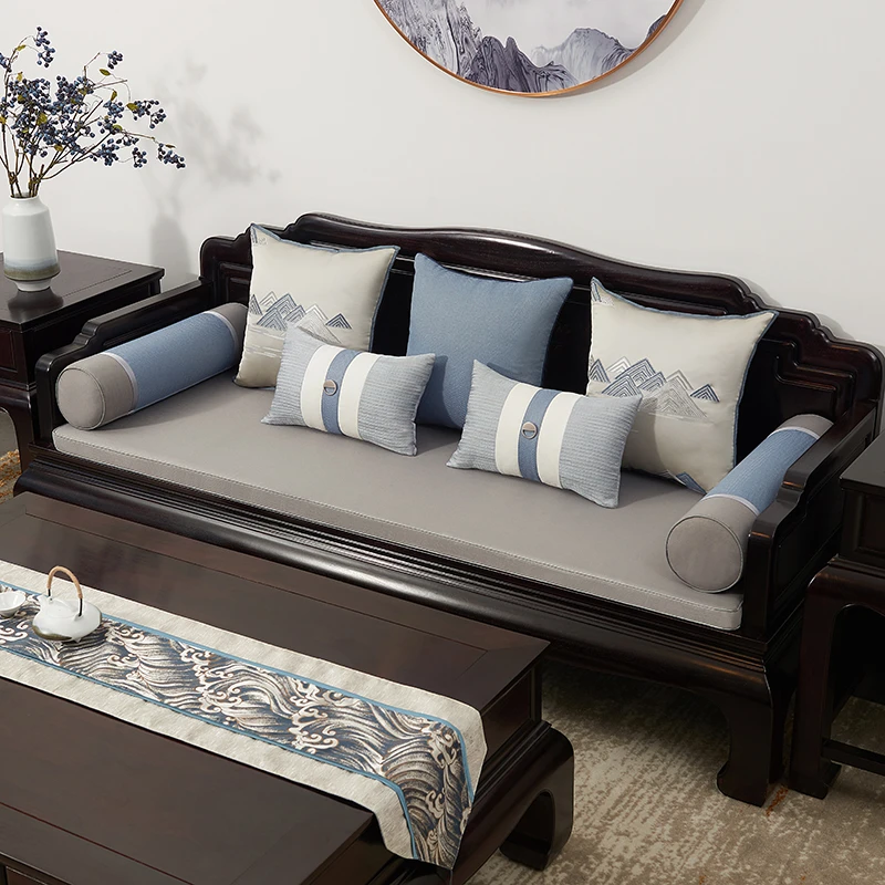 红木沙发坐垫中式沙发垫子加厚罗汉床坐垫套棉麻实木沙发垫带靠背