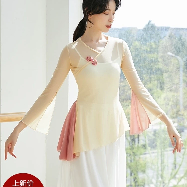 古典舞身韵纱衣练功服女夏天服装仙气表演服舞蹈上衣演出服女飘逸