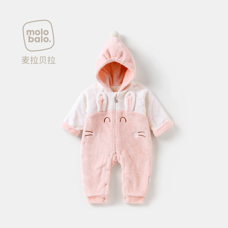 婴儿保暖连体衣服秋冬卡通哈衣男女宝宝连帽外出抱衣儿童加厚爬服