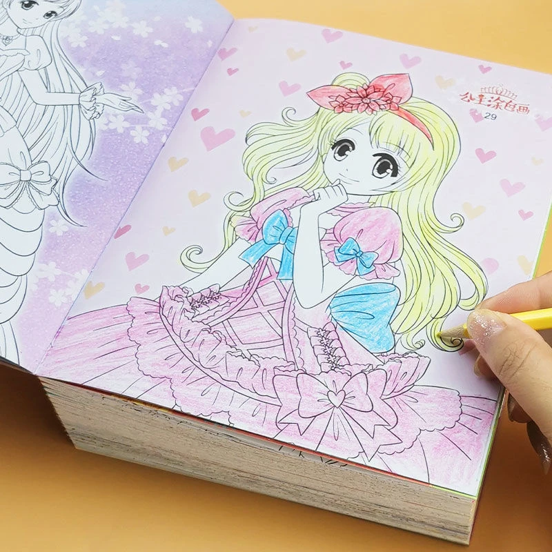 公主涂色本儿童画画本涂色绘本美少女涂鸦填色本小学生女孩画画书