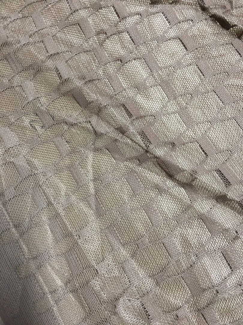 0881咖色块纱帘5米高2.89挂钩款