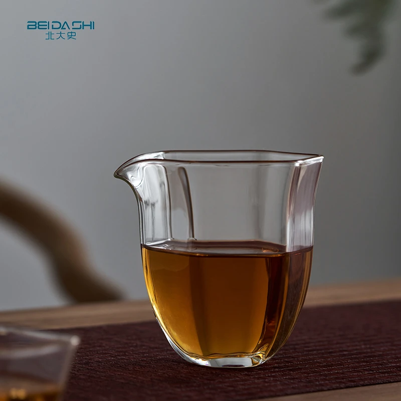 北大史公道杯纯手工吹制耐高温透明加厚分茶器功夫茶具六角公杯
