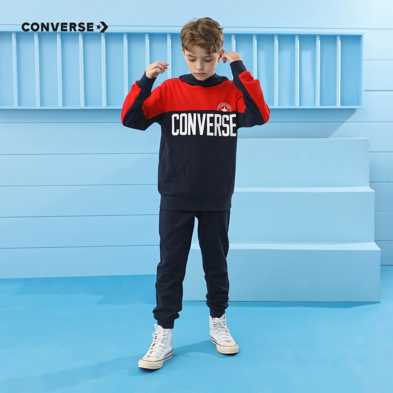 Converse/匡威童装纯棉卫衣长裤套装春秋休闲运动CNVN-EE-C610