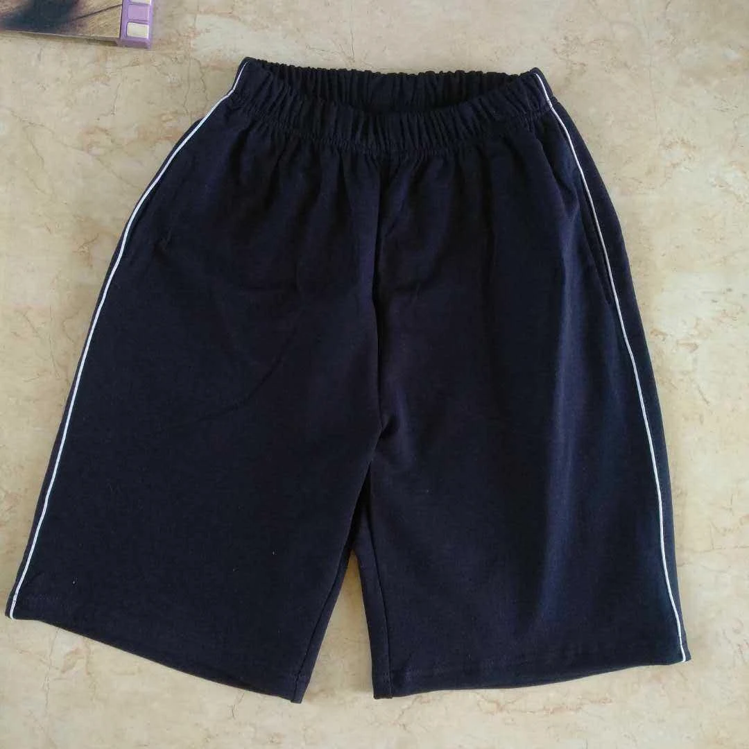 夏季学生校服裤藏蓝色一道白杠宽松棉短裤卫裤直筒运动裤休闲裤子